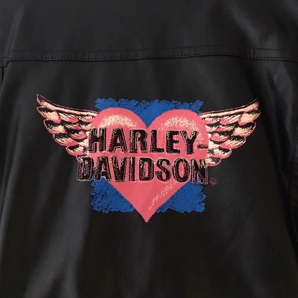 Harley-Davidson Black Faux Leather Biker Jacket - Picture 3 of 6